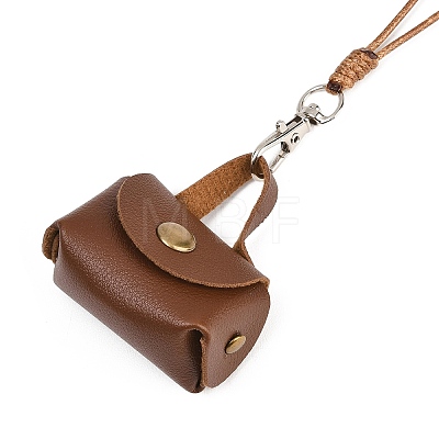 Mini PU Leather Headphone Bag Hanging Neck Pouches NJEW-G198-01A-1