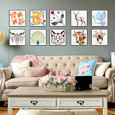 12Pcs 12 Styles PET Hollow Out Drawing Painting Stencils DIY-WH0394-0254-1