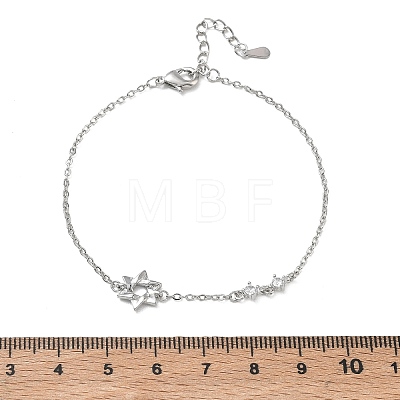 Brass Micro Pave Clear Cubic Zirconia Link Bracelets BJEW-E114-01A-P-1