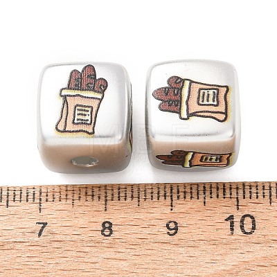 Plating Printed Acrylic European Beads AC-CBA655C-16B-1
