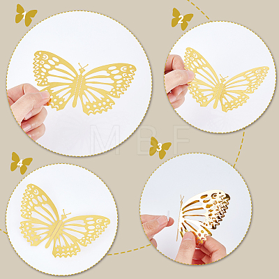 CHGCRAFT 60Pcs 5 Style 3D Hollow Butterfly Mirrors Wall Paper Stickers FIND-CA0005-41-1