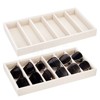 6 Grids Rectangle MDF Covered with Velvet Glasses Organizer Trays ODIS-WH0030-293-1