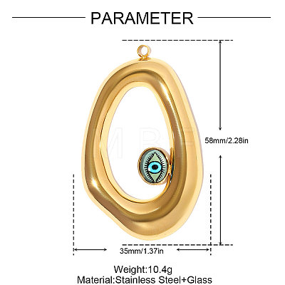 304 Stainless Steel Glass Big Pendants STAS-OY008-95G-1