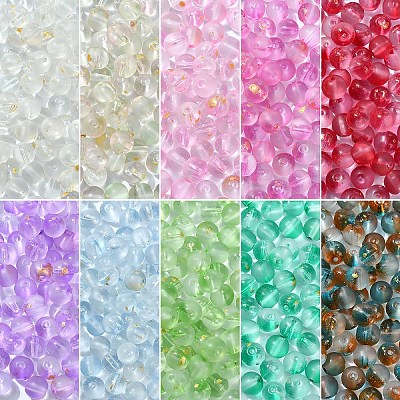 100Pcs Frosted Baking Paint Glass Beads DGLA-YW0001-36G-1