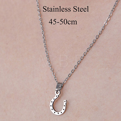 201 Stainless Steel Hook Pendant Necklace NJEW-OY001-03-1