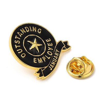 Golden Tone Alloy Outstanding Employee of The Month Enamel Pins JEWB-K021-07G-01-1