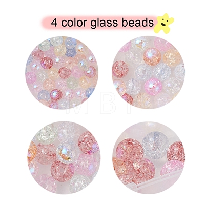 4 Style Electroplate Crackle Glass Bead Strands GLAA-YW0001-25-1