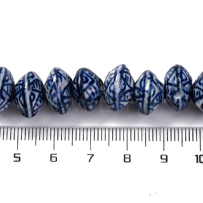 Handmade Blue and White Porcelain Beads Strands PORC-I027-09-1
