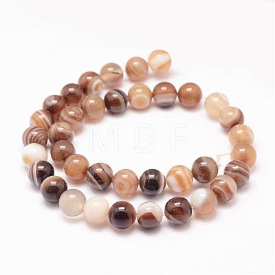 Natural Striped Agate/Banded Agate Bead Strands G-K155-A-10mm-14-1