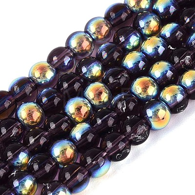 Electroplate Transparent Glass Beads Strands EGLA-Q132-4MM-A13-1