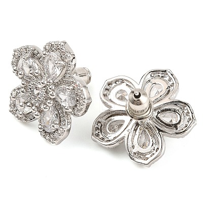 Cubic Zirconia Flower Stud Earrings EJEW-I304-16P-01-1