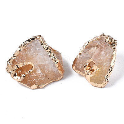 Edge Plated Natural Raw Rough Citrine Beads G-T133-22-1