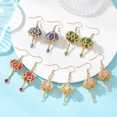 Transparent Electroplate Glass & Seed Glass Beads Dangle Earrings EJEW-MZ00714-1