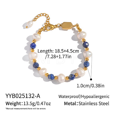 Natural Lapis Lazuli & Freshwater Pearl Beaded Bracelets XA1464-1-1