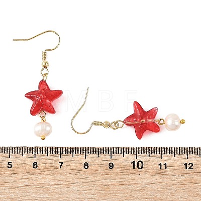 Glass & Natural Freshwater Pearl & 304 Stainless Steel Dangle Earrings EJEW-JE07365-1