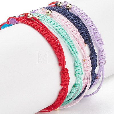 5Pcs 5 Color Resin Evil Eye Braided Bead Bracelets Set BJEW-JB08809-1