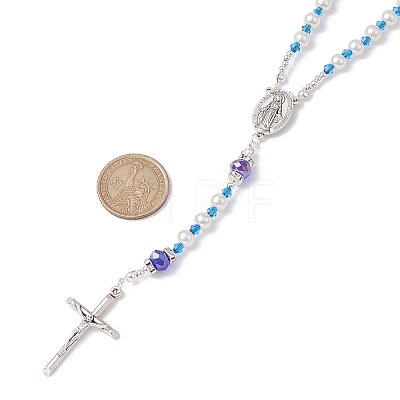 Acrylic & Glass Rosary Bead Necklaces NJEW-JN04605-1
