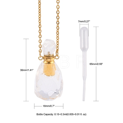 Natural Gemstone Perfume Bottle Pendant Necklaces NJEW-F251-11G-1