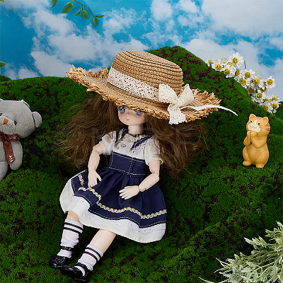 Straw Hat for Dolls DOLL-WH0002-42B-1