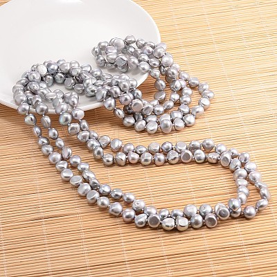 Natural Pearl Nuggets Beaded Necklace NJEW-P126-B-01D-01-1