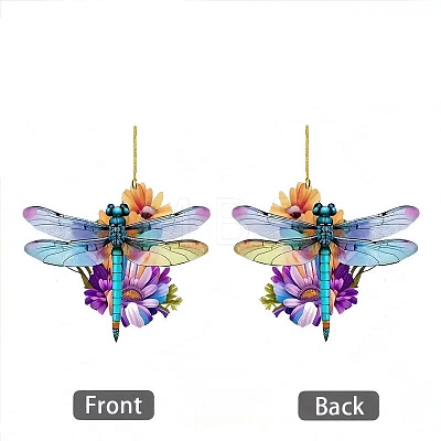 Dragonfly & Flower Acrylic Pendant Decorations PW-WG36200-01-1