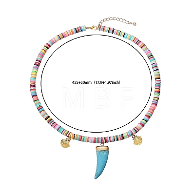Handmade Polymer Clay Heishi Beads Pendant Necklaces X1-NJEW-JN02817-1