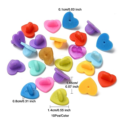 100Pcs 10 Colors Plastic Heart Lapel Pin Backs KY-YW0001-59-1