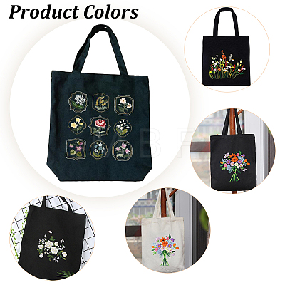 DIY Canvas Tote Bag Flower Pattern Embroidery Making Kit DIY-WH0308-236-1