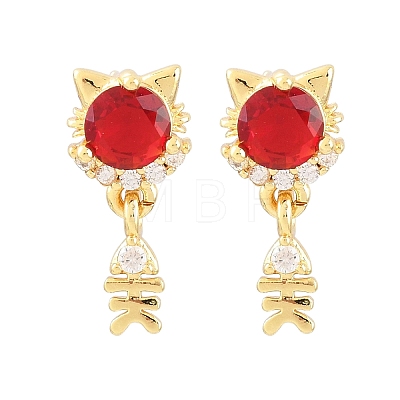 Brass Micro Pave Cubic Zirconia Dangle Stud Earrings EJEW-F405-24G-05-1