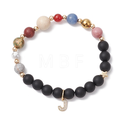 Round Natural Mixed Gemstone Beads Stretch Bracelets BJEW-JB11238-1