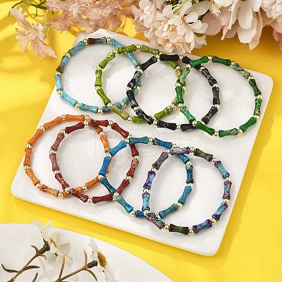 Natural Dyed Imperial Jasper Beads Stretch Bracelets for Men Women BJEW-L171-03A-1