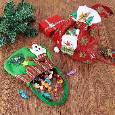 7Pcs 7 Style Christmas Non-woven Fabrics Candy Bags Decorations ABAG-SZ0001-16-1
