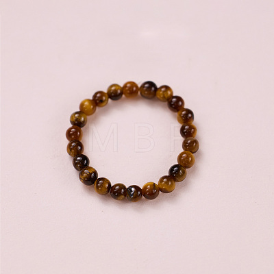Adjustable Natural Tiger Eye Bead Finger Rings FS-WGFFDB9-07-1