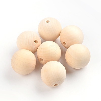 Round Unfinished Wood Beads X-WOOD-Q008-35mm-LF-1