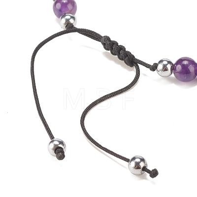 Natural Gemstone & Synthetic Hematite Braided Bead Bracelet for Women BJEW-JB08181-1