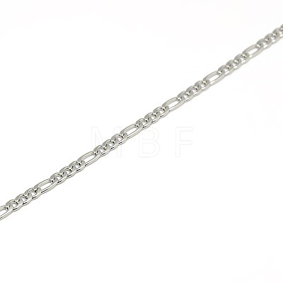 Smooth Surface 304 Stainless Steel Figaro Chain Necklace Making STAS-A028-N022P-1