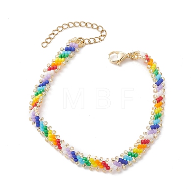 Glass Seed Braided Beaded Bracelet BJEW-MZ00058-1
