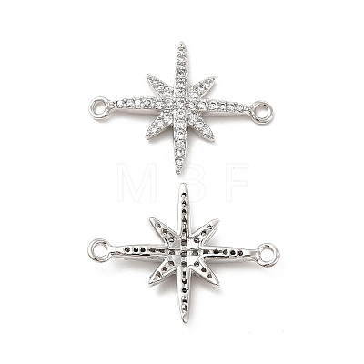 Brass Micro Pave Clear Cubic Zirconia Connector Charms KK-E068-VB379-1