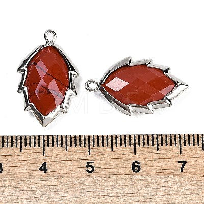 Natural Red Jasper Faceted Leaf Pendants G-I375-04P-16-1