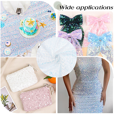 1M Polyester & PVC Sequined Mesh Fabric DIY-CY0003-54C-1