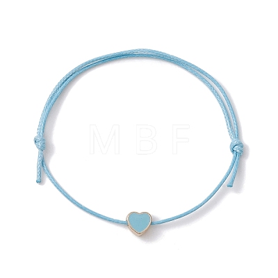 Alloy Enamel Heart Braided Bead Bracelet BJEW-JB09737-06-1