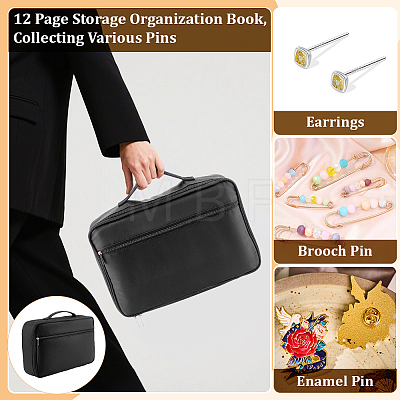 Large Capacity Polyester Multi-Layer Enamel Pin Storage Bags with Display Pockets and Handles AJEW-WH0709-389-1