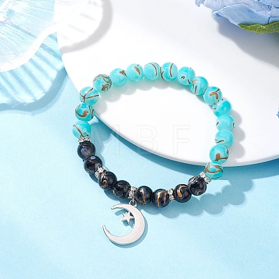Round Glass Beaded Stretch Bracelets BJEW-JB12647-1
