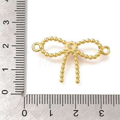 Rack Plating Brass Pave Clear Cubic Zirconia Bowknot Connector Charms KK-I716-29G-1