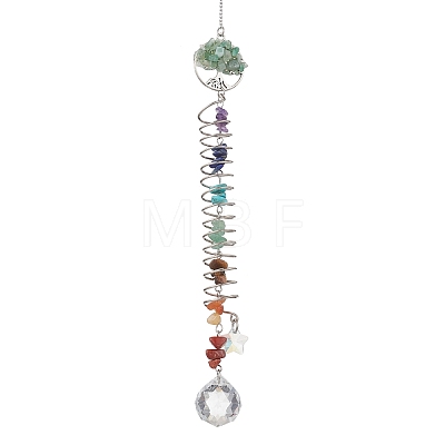 Gemstone Glass Sun Catcher Pendant HJEW-JM04656-1