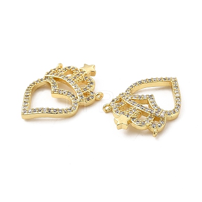 Brass Micro Pave Clear Cubic Zirconia Connector Charms KK-E068-VB101-1