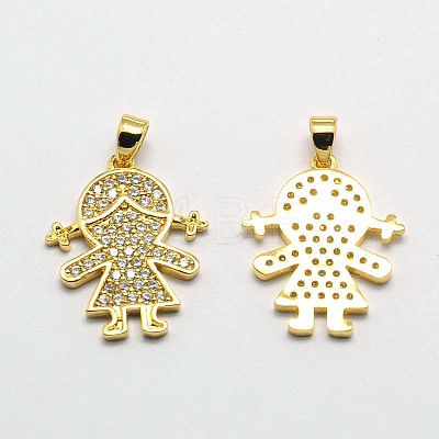 Girl Brass Micro Pave Cubic Zirconia Pendants ZIRC-F017-13G-1