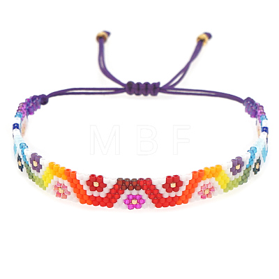 Friendship Flower Loom Pattern Seed Beads Bracelets for Women BJEW-C011-01-1