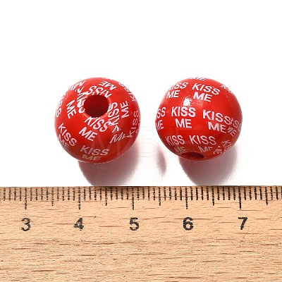 Valentine's Day Element Printed Wood Beads WOOD-R002-01-34-1