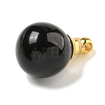 Natural Obsidian Perfume Bottle Pendants G-K338-22G-01-1